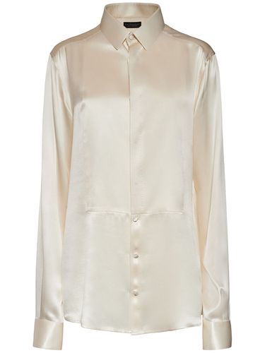 Silk Satin Shirt W/plastron Detail - DOLCE & GABBANA - Modalova