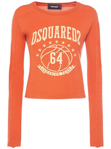 Logo Printed Cotton Jersey Top - DSQUARED2 - Modalova