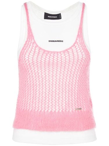 Layered Mohair Blend & Jersey Tank Top - DSQUARED2 - Modalova