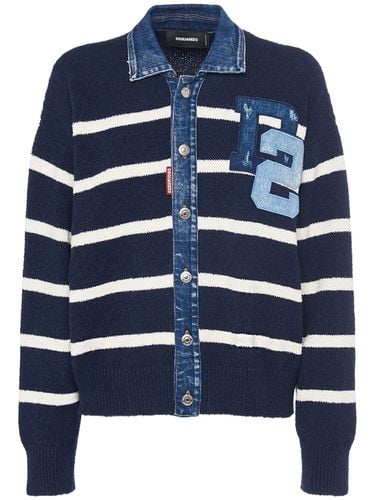 Knit Cotton & Denim Cardigan - DSQUARED2 - Modalova