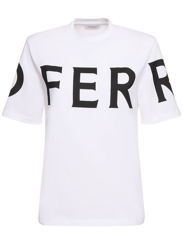 Logo Cotton Jersey Short Sleeve T-shirt - FERRAGAMO - Modalova