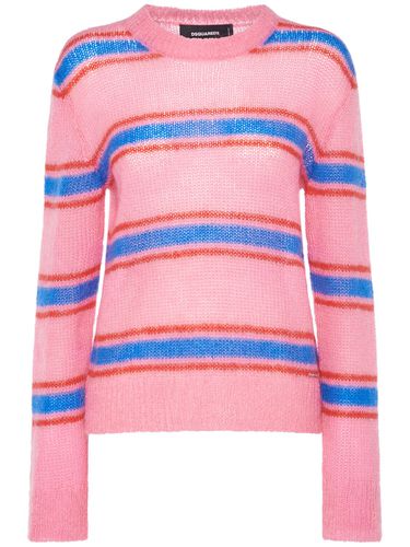 Mohair Blend Striped Crewneck Sweater - DSQUARED2 - Modalova