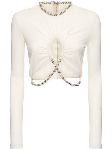 Crop-top Aus Transparentem Jersey Mit Verzierung - DION LEE - Modalova