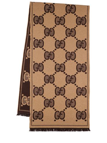 Gg Wool & Lurex Jacquard Scarf - GUCCI - Modalova