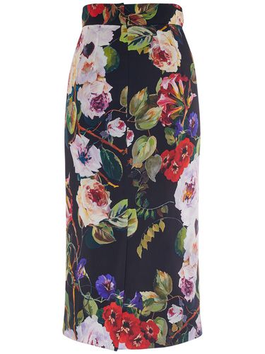 Silk Blend Charmeuse Printed Midi Skirt - DOLCE & GABBANA - Modalova