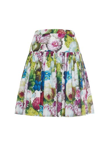 Floral Pleated Cotton Poplin Mini Skirt - DOLCE & GABBANA - Modalova