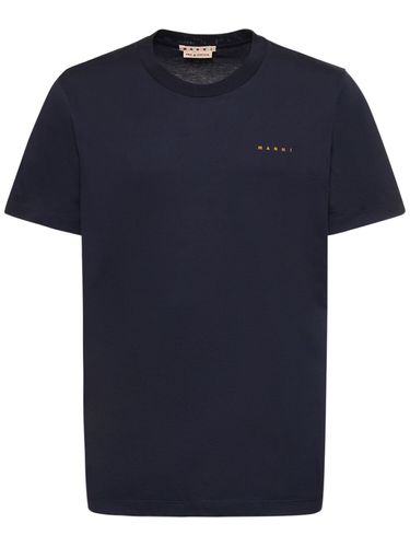 Logo Embroidered Cotton Jersey T-shirt - MARNI - Modalova