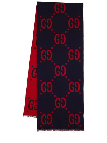 Gg Jacquard Wool & Silk Scarf - GUCCI - Modalova