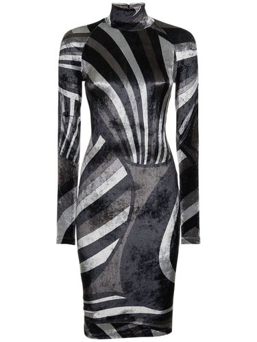 Printed Velvet Jersey T-neck Mini Dress - PUCCI - Modalova