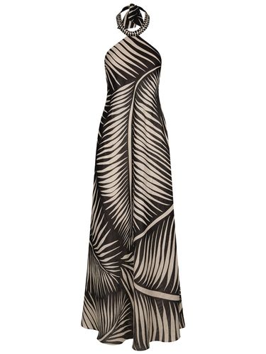 Printed Linen Halter Neck Long Dress - JOHANNA ORTIZ - Modalova