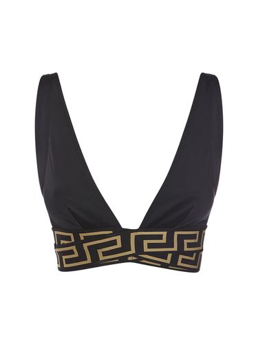 Top Bikini In Lycra Con Motivo Greca - VERSACE - Modalova