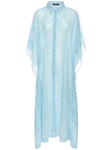 Barocco Print Long Chiffon Kaftan Dress - VERSACE - Modalova