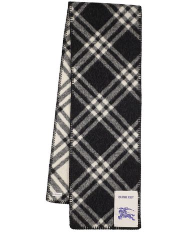 Check Wool Scarf W/ Logo - BURBERRY - Modalova