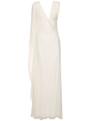 Draped Silk Chiffon Long Dress - ALBERTA FERRETTI - Modalova