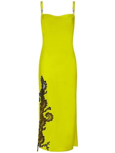 Satin & Lace Midi Dress - VERSACE - Modalova