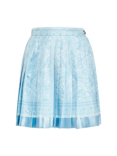 Barocco Print Pleated Silk Mini Skirt - VERSACE - Modalova