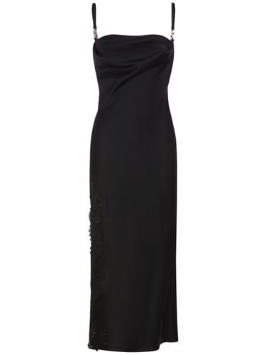 Satin & Lace Midi Dress - VERSACE - Modalova