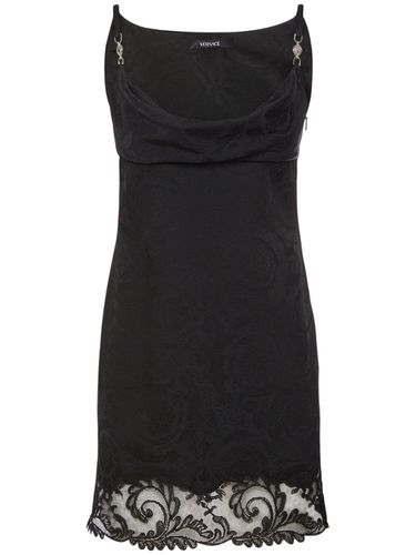 Midikleid Aus Satin Und Spitze - VERSACE - Modalova