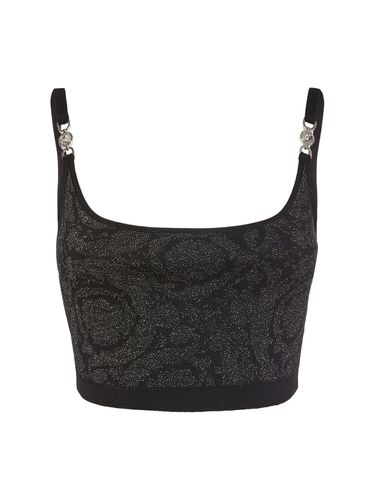 Barocco Embellished Lurex Knit Bra Top - VERSACE - Modalova