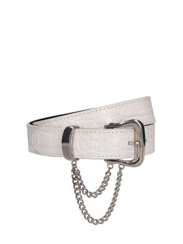 Embossed Leather Belt W/ Chain - ALESSANDRA RICH - Modalova