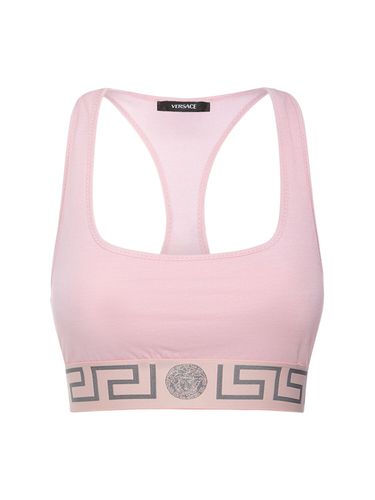 Greca Stretch Jersey Bra Top - VERSACE - Modalova