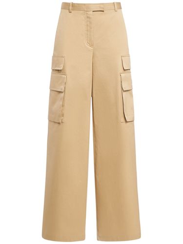 Wide Cotton Gabardine Cargo Pants - VERSACE - Modalova