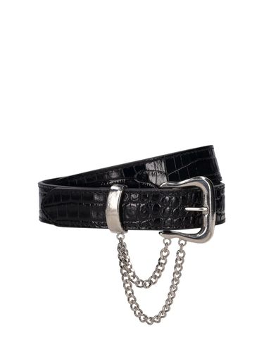 Embossed Leather Belt W/ Chain - ALESSANDRA RICH - Modalova