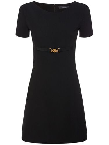 Stretch Cady Short Sleeved Mini Dress - VERSACE - Modalova