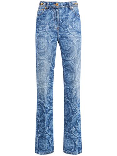 Barocco Denim Straight Jeans - VERSACE - Modalova