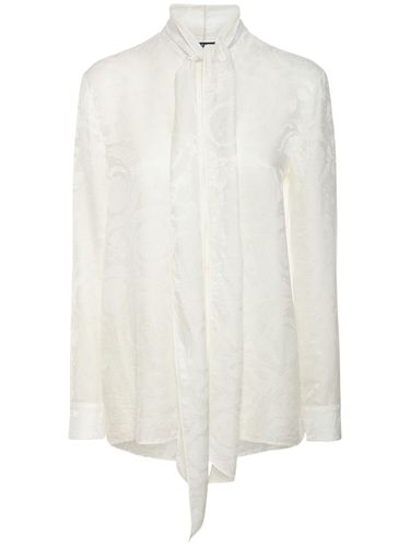 Barocco Silk Blend Jacquard Shirt - VERSACE - Modalova