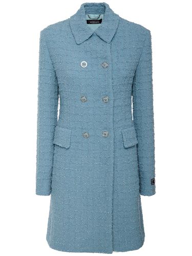 Double Breast Tweed Coat - VERSACE - Modalova