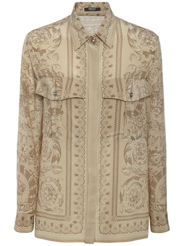 Barocco Printed Crepe De Chine Shirt - VERSACE - Modalova