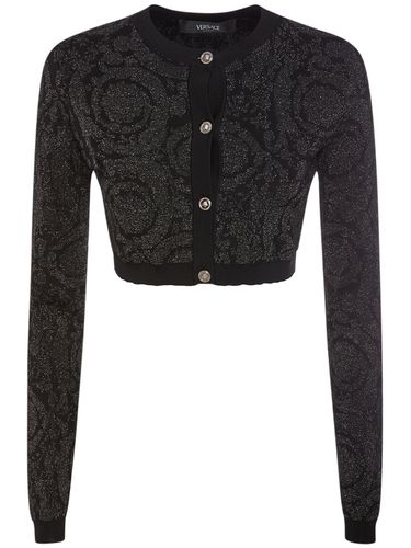 Barocco Lurex Knit Cropped Cardigan - VERSACE - Modalova