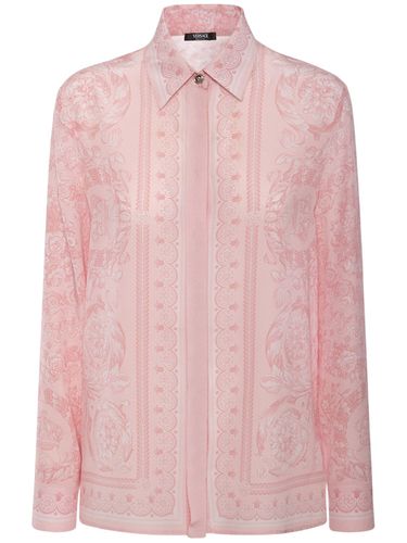 Barocco Print Silk Twill Formal Shirt - VERSACE - Modalova