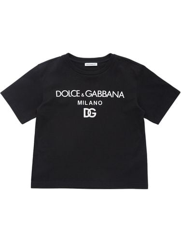 Camiseta De Jersey De Algodón Con Logo - DOLCE & GABBANA - Modalova