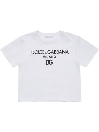 Camiseta De Jersey De Algodón Con Logo - DOLCE & GABBANA - Modalova