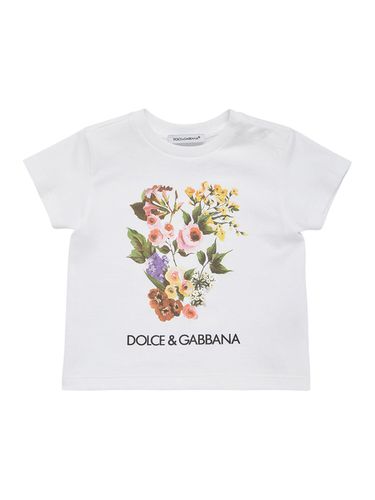 Camiseta De Jersey De Algodón Estampada - DOLCE & GABBANA - Modalova