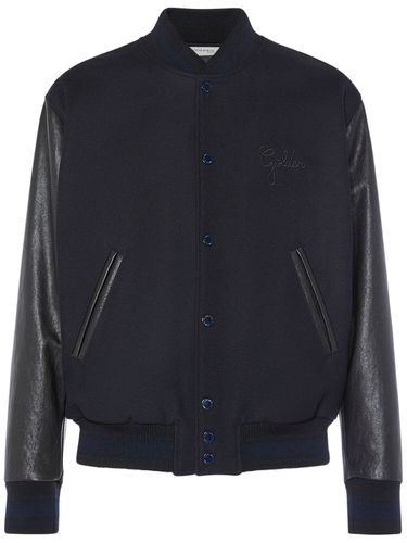 Wool Blend Bomber W/ Leather Sleeves - GOLDEN GOOSE - Modalova