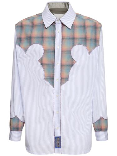 Cotton Poplin Shirt W/ Check Inserts - MAISON MARGIELA - Modalova