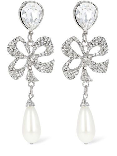 Crystal Bow & Faux Pearl Earrings - ALESSANDRA RICH - Modalova