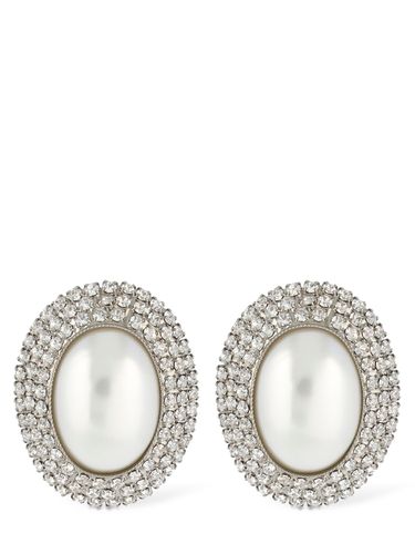 Oval Crystal & Faux Pearl Earrings - ALESSANDRA RICH - Modalova