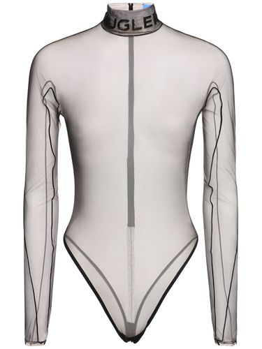 Sheer Tulle Turtleneck Bodysuit - MUGLER - Modalova