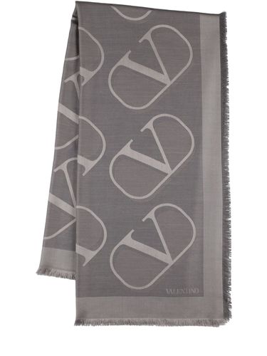 V Logo Silk & Wool Scarf - VALENTINO GARAVANI - Modalova