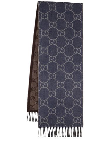 Gg Jacquard Wool Knit Scarf W/tassels - GUCCI - Modalova