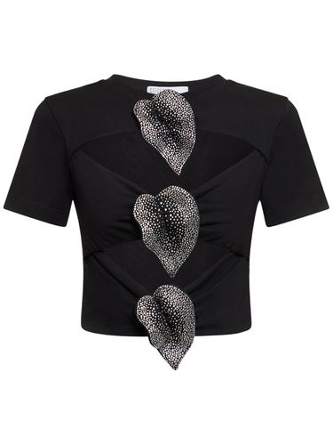 Embellished Cotton Cutout T-shirt - GIUSEPPE DI MORABITO - Modalova