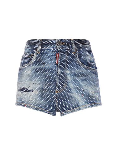 Embellished Denim High Rise Shorts - DSQUARED2 - Modalova