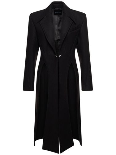 Wool Blend Twill Midi Coat - MUGLER - Modalova