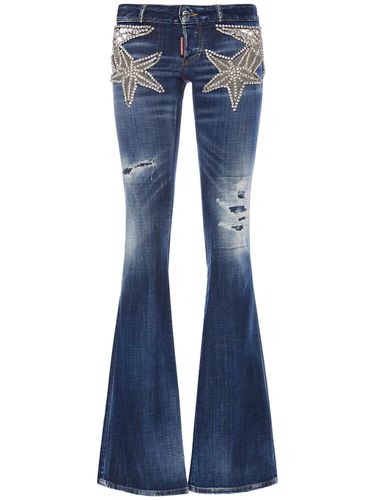 Embroidered Stars Low Rise Flared Jeans - DSQUARED2 - Modalova