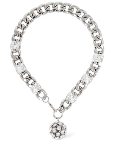 Chain Crystal Pendant Necklace - ALESSANDRA RICH - Modalova