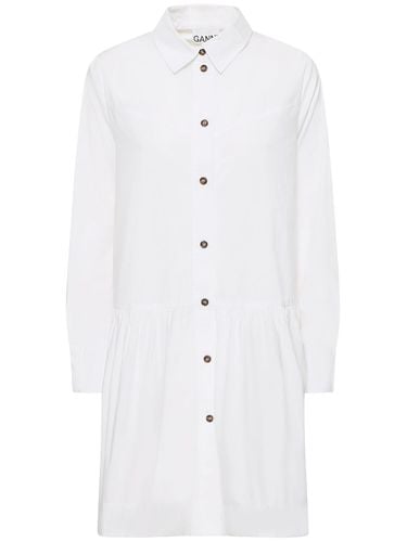 Cotton Poplin Mini Shirt Dress - GANNI - Modalova